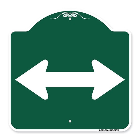 Signmission Designer Series Bidirectional Arrow Black, Green & White Aluminum Sign, 18" x 18", GW-1818-24312 A-DES-GW-1818-24312